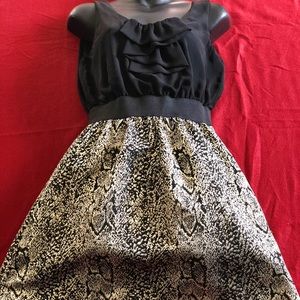 BCX Black and Gold Jaquard Cocktail Dress